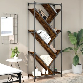 Estantería madera ingeniería y metal roble ahumado 79x30x180 cm de , Librerías y estanterías - Ref: Foro24-845433, Precio: 94...