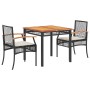 Set comedor de jardín 3 pzas con cojines ratán sintético negro de , Conjuntos de jardín - Ref: Foro24-3213560, Precio: 198,02...