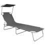 Tumbona plegable con toldo de aluminio gris de vidaXL, Tumbonas - Ref: Foro24-47772, Precio: 59,92 €, Descuento: %