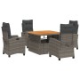 Set comedor de jardín 5 piezas con cojines ratán sintético gris de , Conjuntos de jardín - Ref: Foro24-3277401, Precio: 628,7...