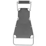 Tumbona plegable con toldo de aluminio gris de vidaXL, Tumbonas - Ref: Foro24-47772, Precio: 59,92 €, Descuento: %
