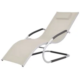 Tumbona con cojín aluminio y textilene color crema de vidaXL, Tumbonas - Ref: Foro24-47778, Precio: 101,92 €, Descuento: %