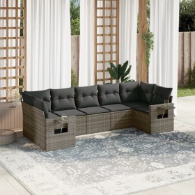 Set de sofás de jardín 7 piezas con cojines ratán PE gris de , Conjuntos de jardín - Ref: Foro24-3220589, Precio: 454,02 €, D...