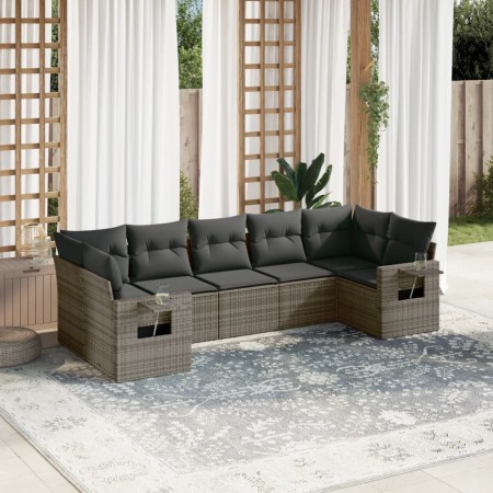 Set de sofás de jardín 7 piezas con cojines ratán PE gris de , Conjuntos de jardín - Ref: Foro24-3220589, Precio: 454,02 €, D...