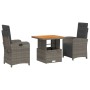 Set comedor de jardín 3 piezas con cojines ratán sintético gris de , Conjuntos de jardín - Ref: Foro24-3277339, Precio: 354,6...