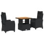 Set comedor de jardín 3 pzas con cojines ratán sintético negro de , Conjuntos de jardín - Ref: Foro24-3277387, Precio: 356,02...