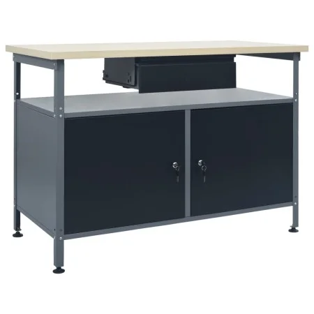 Black steel workbench 120x60x85 cm by vidaXL, Work tables - Ref: Foro24-145345, Price: 198,22 €, Discount: %