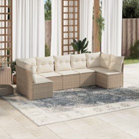 Set sofás de jardín 7 piezas y cojines ratán sintético beige en Conjuntos de jardín | Comprar online en Foru.es