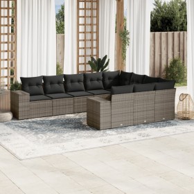 Set de sofás de jardín 10 pzas con cojines ratán sintético gris de , Conjuntos de jardín - Ref: Foro24-3255427, Precio: 607,1...