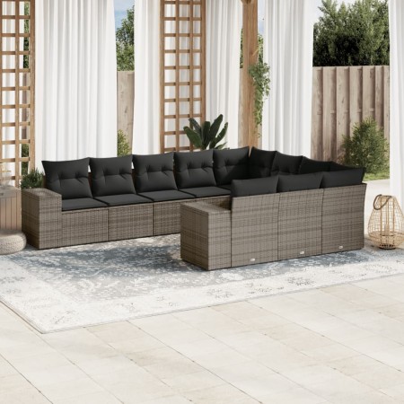 Set de sofás de jardín 10 pzas con cojines ratán sintético gris de , Conjuntos de jardín - Ref: Foro24-3255427, Precio: 607,1...