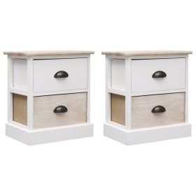Mesitas noche 2 uds madera Paulownia blanco natural 38x28x45cm de vidaXL, Mesitas de noche - Ref: Foro24-284057, Precio: 96,7...