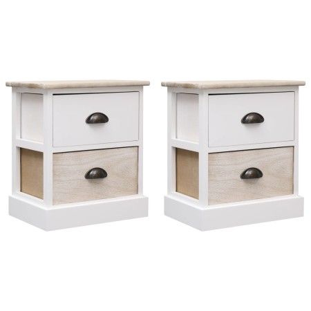 Mesitas noche 2 uds madera Paulownia blanco natural 38x28x45cm de vidaXL, Mesitas de noche - Ref: Foro24-284057, Precio: 96,7...