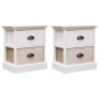 Mesitas noche 2 uds madera Paulownia blanco natural 38x28x45cm de vidaXL, Mesitas de noche - Ref: Foro24-284057, Precio: 96,7...