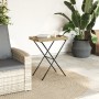Mesa con bandeja plegable ratán sintético beige 65x40x75 cm de , Mesas de jardín - Ref: Foro24-365130, Precio: 48,07 €, Descu...