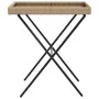 Mesa con bandeja plegable ratán sintético beige 65x40x75 cm de , Mesas de jardín - Ref: Foro24-365130, Precio: 47,15 €, Descu...