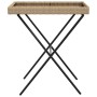 Mesa con bandeja plegable ratán sintético beige 65x40x75 cm de , Mesas de jardín - Ref: Foro24-365130, Precio: 48,07 €, Descu...