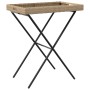 Mesa con bandeja plegable ratán sintético beige 65x40x75 cm de , Mesas de jardín - Ref: Foro24-365130, Precio: 48,07 €, Descu...
