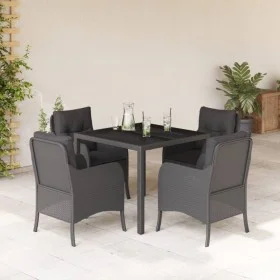 Set de muebles jardín 5 pzas con cojines ratán sintético negro de , Conjuntos de jardín - Ref: Foro24-3211849, Precio: 455,75...