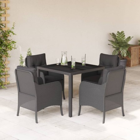 Set de muebles jardín 5 pzas con cojines ratán sintético negro de , Conjuntos de jardín - Ref: Foro24-3211849, Precio: 481,96...