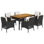 Set de comedor de jardín 7 pzas y cojines ratán sintético negro de , Conjuntos de jardín - Ref: Foro24-3211863, Precio: 754,4...