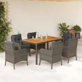 Set comedor jardín 7 pzas y cojines ratán sintético gris de , Conjuntos de jardín - Ref: Foro24-3211875, Precio: 780,44 €, De...