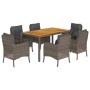 Set comedor jardín 7 pzas y cojines ratán sintético gris de , Conjuntos de jardín - Ref: Foro24-3211875, Precio: 822,84 €, De...