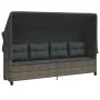 Tumbona con capota y cojines ratán sintético gris de , Tumbonas - Ref: Foro24-368337, Precio: 255,04 €, Descuento: %