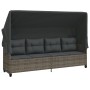 Tumbona con capota y cojines ratán sintético gris de , Tumbonas - Ref: Foro24-368337, Precio: 240,81 €, Descuento: %