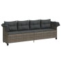 Tumbona con capota y cojines ratán sintético gris de , Tumbonas - Ref: Foro24-368337, Precio: 240,81 €, Descuento: %
