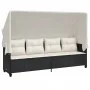Tumbona con capota y cojines ratán sintético negro de , Tumbonas - Ref: Foro24-368335, Precio: 247,80 €, Descuento: %