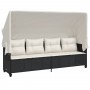 Tumbona con capota y cojines ratán sintético negro de , Tumbonas - Ref: Foro24-368335, Precio: 234,15 €, Descuento: %
