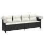 Tumbona con capota y cojines ratán sintético negro de , Tumbonas - Ref: Foro24-368335, Precio: 247,80 €, Descuento: %