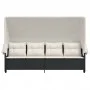 Tumbona con capota y cojines ratán sintético negro de , Tumbonas - Ref: Foro24-368335, Precio: 247,80 €, Descuento: %