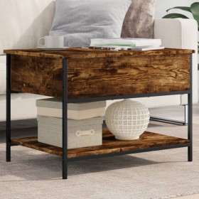 Mesa de centro madera ingeniería metal roble humo 70x50x50 cm de , Mesas de centro - Ref: Foro24-845343, Precio: 53,41 €, Des...