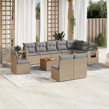 Juego de sofás jardín con cojines beige mezcla 11 pzas ratán PE de , Conjuntos de jardín - Ref: Foro24-3256948, Precio: 672,2...