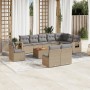 Juego de sofás jardín con cojines beige mezcla 11 pzas ratán PE de , Conjuntos de jardín - Ref: Foro24-3256948, Precio: 672,2...