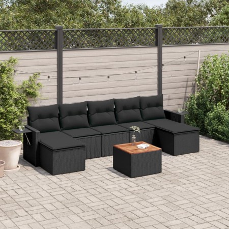 Set de sofás de jardín 8 piezas y cojines ratán sintético negro de , Conjuntos de jardín - Ref: Foro24-3257021, Precio: 473,2...