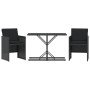 Mesita y sillas con cojines 3 piezas ratán sintético negro de , Conjuntos de jardín - Ref: Foro24-365063, Precio: 164,56 €, D...
