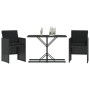 Mesita y sillas con cojines 3 piezas ratán sintético negro de , Conjuntos de jardín - Ref: Foro24-365063, Precio: 164,56 €, D...