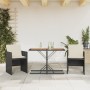 Mesita y sillas con cojines 3 piezas ratán sintético negro de , Conjuntos de jardín - Ref: Foro24-365068, Precio: 187,39 €, D...
