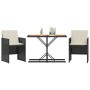Mesita y sillas con cojines 3 piezas ratán sintético negro de , Conjuntos de jardín - Ref: Foro24-365068, Precio: 187,39 €, D...