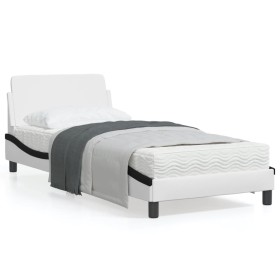 Estructura de cama con cabecero cuero sintético blanco y negro de , Camas y somieres - Ref: Foro24-373124, Precio: 114,10 €, ...