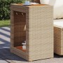 Mesa auxiliar jardín tapa madera ratán PE beige 60x40x75 cm de , Mesas de jardín - Ref: Foro24-366305, Precio: 86,53 €, Descu...