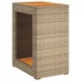 Mesa auxiliar jardín tapa madera ratán PE beige 60x40x75 cm de , Mesas de jardín - Ref: Foro24-366305, Precio: 85,61 €, Descu...