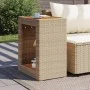 Mesa auxiliar jardín tapa madera ratán PE beige 60x40x75 cm de , Mesas de jardín - Ref: Foro24-366305, Precio: 85,61 €, Descu...
