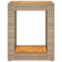 Mesa auxiliar jardín tapa madera ratán PE beige 60x40x75 cm de , Mesas de jardín - Ref: Foro24-366305, Precio: 86,53 €, Descu...