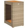 Mesa auxiliar jardín tapa madera ratán PE beige 60x40x75 cm de , Mesas de jardín - Ref: Foro24-366305, Precio: 85,61 €, Descu...