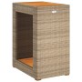 Mesa auxiliar jardín tapa madera ratán PE beige 60x40x75 cm de , Mesas de jardín - Ref: Foro24-366305, Precio: 86,53 €, Descu...