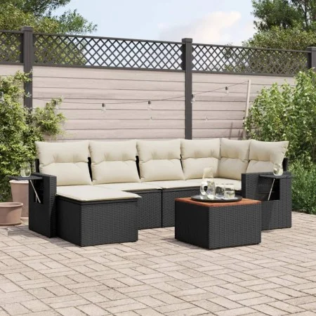 7-piece garden dining set and black synthetic rattan cushions by , Modular outdoor sofas - Ref: Foro24-3224663, Price: 403,05...
