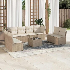 Set de sofás de jardín 9 pzas con cojines ratán sintético beige en Conjuntos de jardín | Comprar online en Foru.es